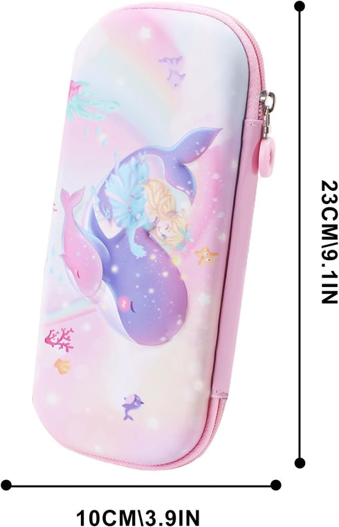 Pencil Case for Kids Girls 3D Whale, Large Capacity Waterproof Pencil Box with Compartments for School and Kindergarten