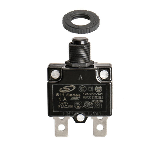 Baomain 5A Circuit Breaker Thermal Overload Protector, S11 Series 125/250VAC/65VDC, Pack of 10 (5 Amp)
