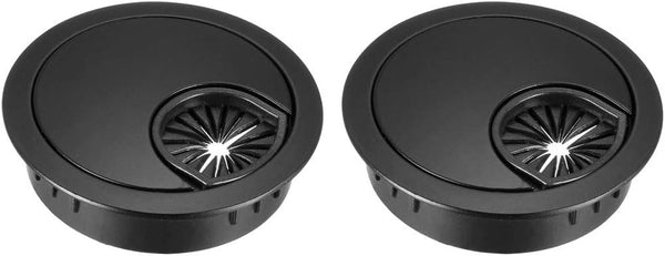 uxcell Cable Hole Cover 2" Zinc Alloy Desk Grommet for Wire Organizer, 2 Pcs (Black)