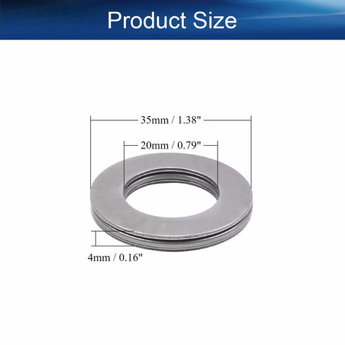 Bettomshin 1Pc AXK2035+2AS Thrust Needle Roller Bearing with 2 Washers, 20 x 35 x 4mm(0.79"Bore x 1.38"OD x 0.16"Width) Industrial Bearing for Machinery, Conveying Equipment, Robotics, Elevators