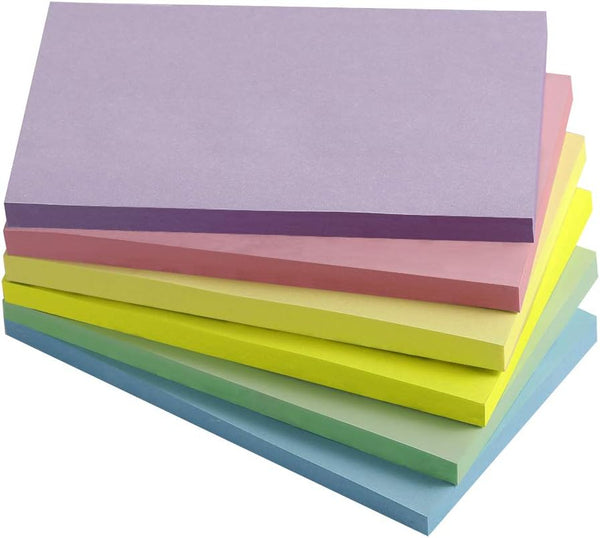 Vanpad Sticky Notes 3x5 in, 6 Pads/Pack, 75 Sheets/pad, Pastel Post Stickies, Super Sticking Power Memo Pads