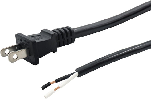 14 Gauge Replacement Power Cord, 2 Prong 6.46Ft Cable for Appliance, NEMA 1-15P 110V 115V 120V Pigtail