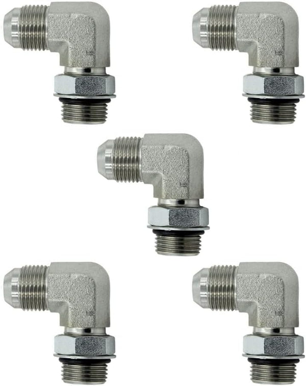1/4" JIC Male x #6 SAE/ORB Male Corner/Elbow Hydraulic Adapter Fitting (5-PACK) | 6801-04-06