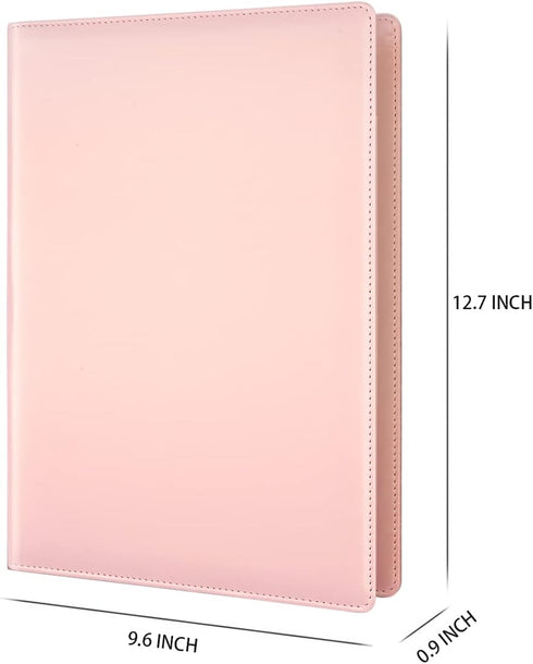 WAVEYU Portfolio Case, Business Portfolio Folder, Cute Padfolio Cover with Document Sleeve, Pink