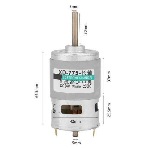 775 Motor, High Speed 80w High Power Extension Shaft DC Motor 12v/24v 10000/20000RPM for Office Home Automation,