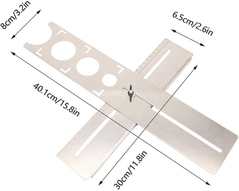 Haofy Ceramic Tile Hole Locator - Adjustable Stainless Steel Ruler for Universal Drill Punch Measuring