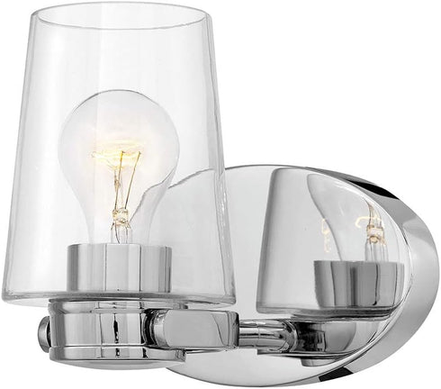 Hinkley Branson Collection One Light Bathroom Vanity Fixture, Chrome Finish with Clear