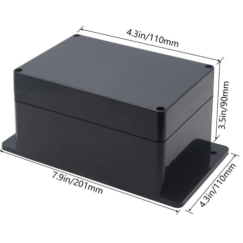 Junction Box - Zulkit Waterproof Dustproof IP65 ABS Universal Electrical Boxes Enclosure with Fixed Ear, Black 6.30 x
