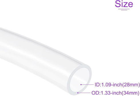 DMiotech Clear PVC Tube - 28mm ID 34mm OD Flexible Transparent Hose for Garden Water, Air, Oil Tube, 1m Length