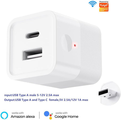MHCOZY 5-12V Tuya app Micro WIFI USB adaptor, Smart DC outlet Switch,Remote Timer your USB device by Phone