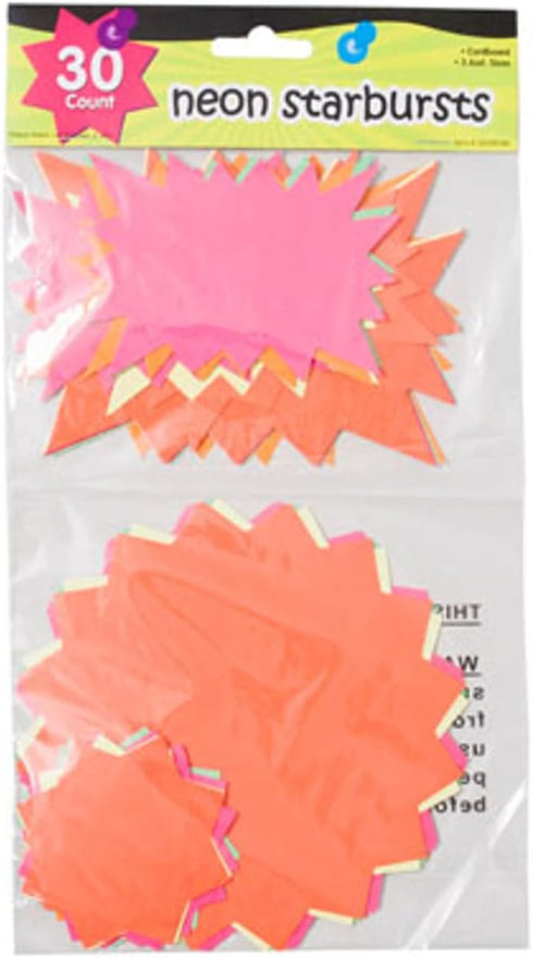 JOT Neon Starbursts Cutouts - Bulletin Board Accent Shapes Classroom Decor (Yellow, Green, Pink)-30 Count (2.5 to 6 Inches Assorted) by Jot
