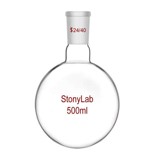 StonyLab 500 ml Short Neck Round Bottom Flask, Borosilicate Glass, 24/40 Joint