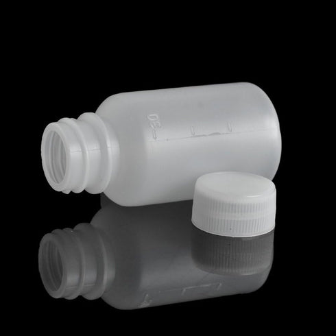 50Pcs 30ml 1oz PE Plastic Empty Small Mouth Graduated Lab Chemical Containers, Reagent Bottles for Liquid Medicine