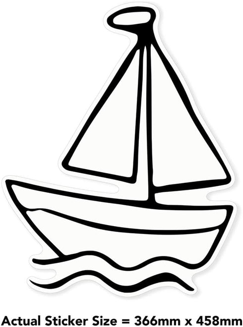 Azeeda (460mm) (DW00143711) 'Sail Boat Toy' White Premium Vinyl Decal Sticker Waterproof, Durable & Easy to Apply