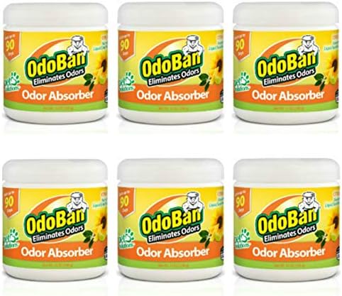 OdoBan Solid Odor Absorber Eliminator for Home, Citrus Scent, 14 Ounces Each, 6-Pack Yellow