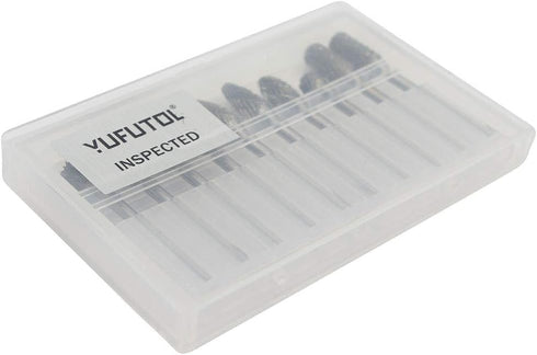 Carbide Burr Set - 10pcs Double Cut Solid Carbide Rotary Burrs, 3mm Shank for Woodworking and Metal Carving