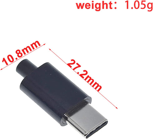 10Set USB 3.1 Type C Male Connector 24 Pin Data Line Interface, 24P PCB Board Support Module (Black)