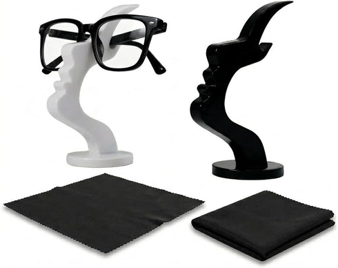 PITFEROCE 2 Pack Eye Glasses Holder Stand, Face Shape Glasses Holder for Desk