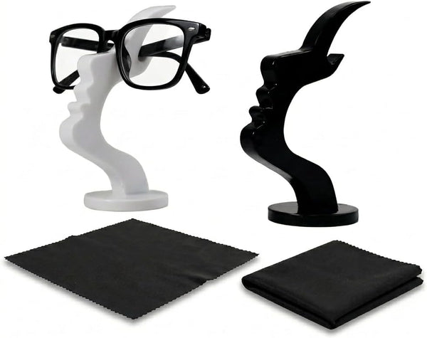 PITFEROCE 2 Pack Eye Glasses Holder Stand, Face Shape Glasses Holder for Desk
