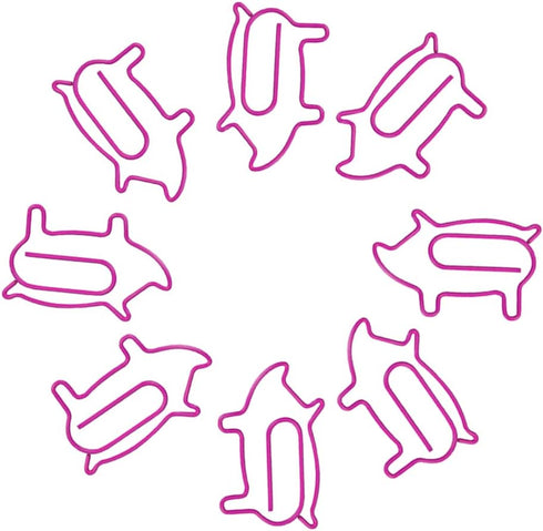 Muka 100 PCS Piggy Paper Clips, Cute Animal Shaped Paper Clips for Office Supplies, 1 1/2"L x 1"W