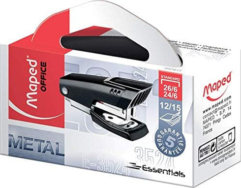 M352411 Essentials Mini Metal Stapler, 15 Pages, Black