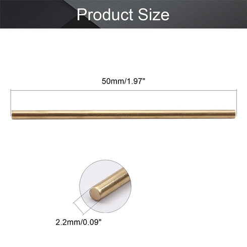 Fielect 2mm / 5/64 Brass Rods Round Solid Brass Rod Stock Lathe Bar Kit, 2 Inch Length for DIY Craft, Miniature Axle