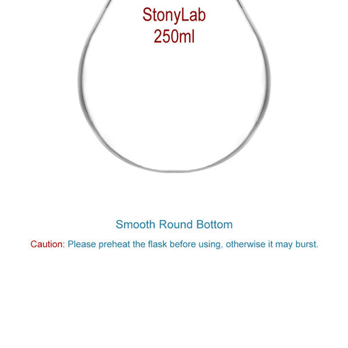 StonyLab Borosilicate Glass 250mL Heavy Wall Recovery Flask, Rotary Evaporator Flask