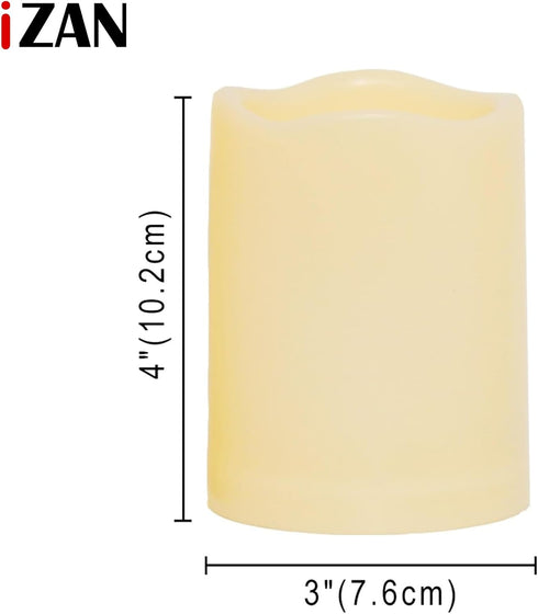 Set 1 3x4 inch iZAN of Outdoor Flameless LED Candle with Timer - Waterproof Plastic Flickering Battery Operated LED