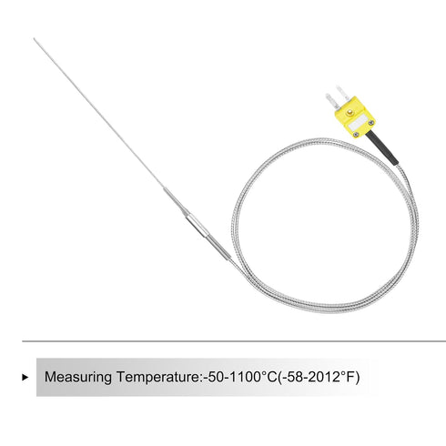 MECCANIXITY K Type Thermocouple with Plug, Stainless Steel Meter Temperature Sensor Probe -50 to 1100°C