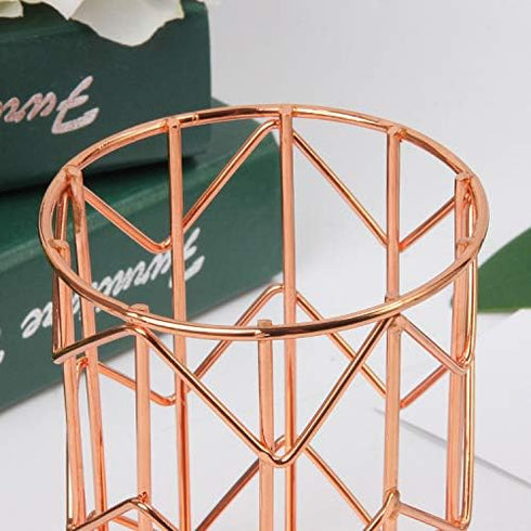 Pen Holder for Desk, Makeup Brush Holder, Rose Gold Metal Wire Pencil Cup Holders