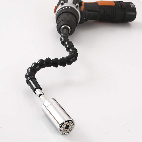 Universal Socket Wrench, Self-adjusting Socket Fits 1/4''-3/4'' (7-19mm) with Ratchet Wrench Adapter, 2Pcs Extension