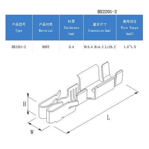 50 PCS 2.0 Series Car Fuse Box Terminal, 2.0 Vehicle Instrument Plug Spring Terminal Block BX2201-2