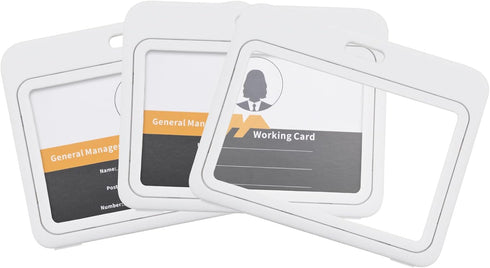 ID Badge Holder with Plastic Clip, Waterproof Horizontal Hard Plastic Case for ID Cards - 3 Pack
