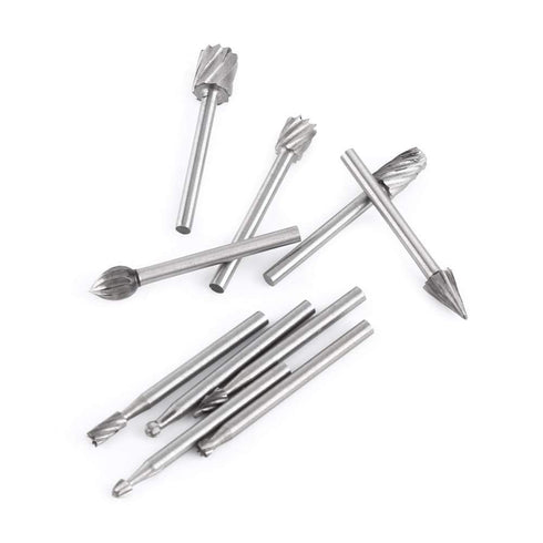 Rotary Files Woodworking Carving Tool Set, 10pcs Tungsten Carbide Burrs with 1/8inch Shank
