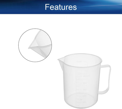 Bettomshin 9Pcs 500ml Metric Straight Shape Plastic Beaker, Graduated Liquid Measuring Cups for Lab