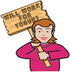 3dRose 8 Inch Funny Humorous Woman Girl with A Sign Will Work for Yogurt Ceramic Tile