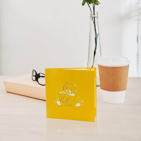 CUTE POPUP Bear Catching Salmon Father's Day Card, Happy Birthday Popup Card, Handmade Greeting Card for Family and
