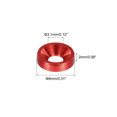 MECCANIXITY 50pcs M3 Counterbore Washers, 8mm Anodized Aluminum Alloy Head Gaskets for RC/FPV/PC/Drone Parts