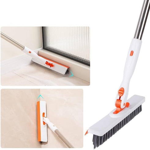 SZLFKJ 2 1 Grout Cleaning Brush with Adjustable Long Handle, V-Shaped Grout Scrub Brush for Tile Floors, in Stiff