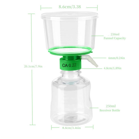 250ML Sterile Vacuum Filter Units with 0.22um CA Membrane, Individually Wrapped