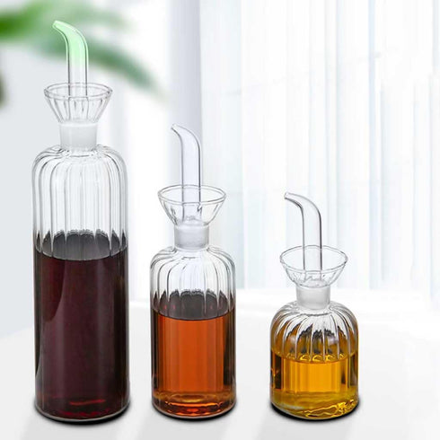 LumaGrove BBQ(450ML) Oil and Vinegar Dispenser Glass, Borosilicate Glass Olive Oil Vinegar Dispenser with Pourers