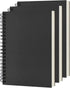 DSTELIN Blank Spiral Notebook, 3-Pack, Soft Cover, 100 Pages / 50 Sheets, 7.5 x 5.1 inch, 100GSM, Black Sketch Book