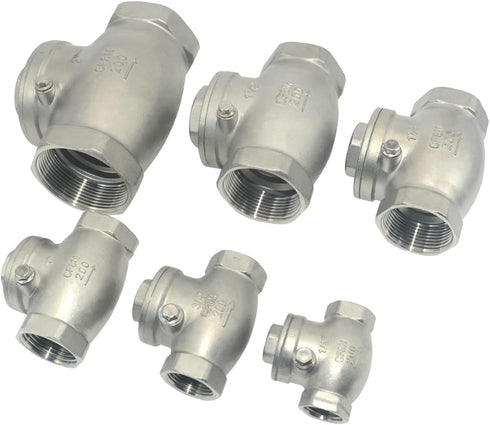 VARMHUS SS316 Stainless Steel Swing Check Valve, NPT Female x Female Thread, WOG 200 PSI PN16 CF8M (1-1/4")