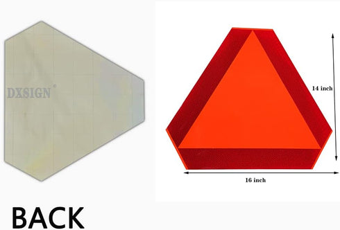 Sticky Slow Moving Vehicle Triangle Sign, Golf Cart Orange Triangle Signs, 14"x16" Reflective for Golf Cart