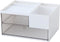 Desk Drawer Organizer, White Storage Box with 2 Drawers and 4 Compartments for Multifunctional Desk Accessories