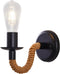 KUAUGST Black Rustic Wall Sconces, Retro Industrial Wall Lamps, Hemp Rope Wall Lamp,