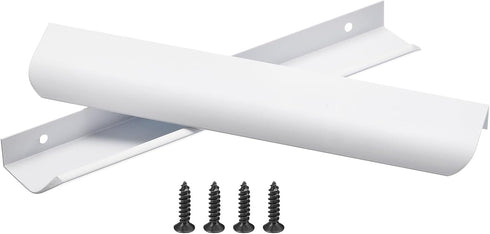 uxcell 10pcs Matte White Edge Finger Pulls for Cabinets, 160mm/6.3in Hole Center, Hidden Cabinet Handle