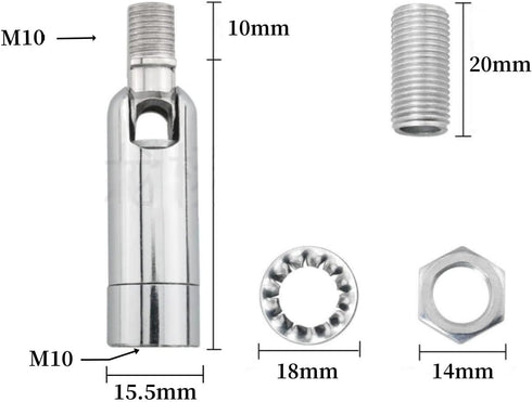 RecDec 2 Pack Sloped Ceiling Light Adapter Adjustable Angle Connector Rods for Semi Flush Mount Ceiling Light Fixture