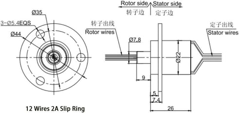 Taidacent 6 Wires 12 Wires 2A 5A 10A 15A 20A 30A Slip Ring Collector Ring Rotary Electrical Contact