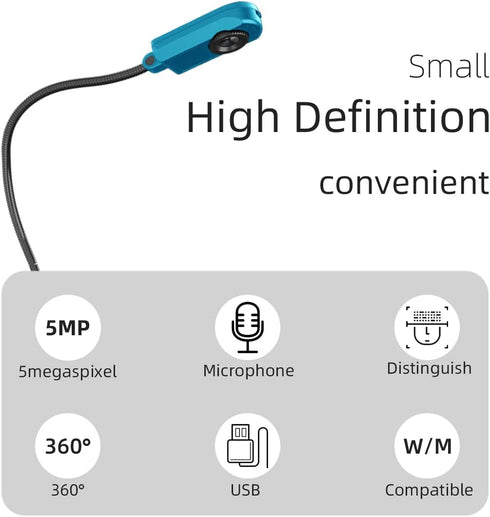 ZSEEWCAM 5MP Document Camera (Blue) Ultra High Definition USB Document Camera Mac OS, Windows, Chromebook Compatible